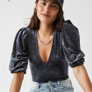 Free People Don't You Wish Bodysuit Grey Size M